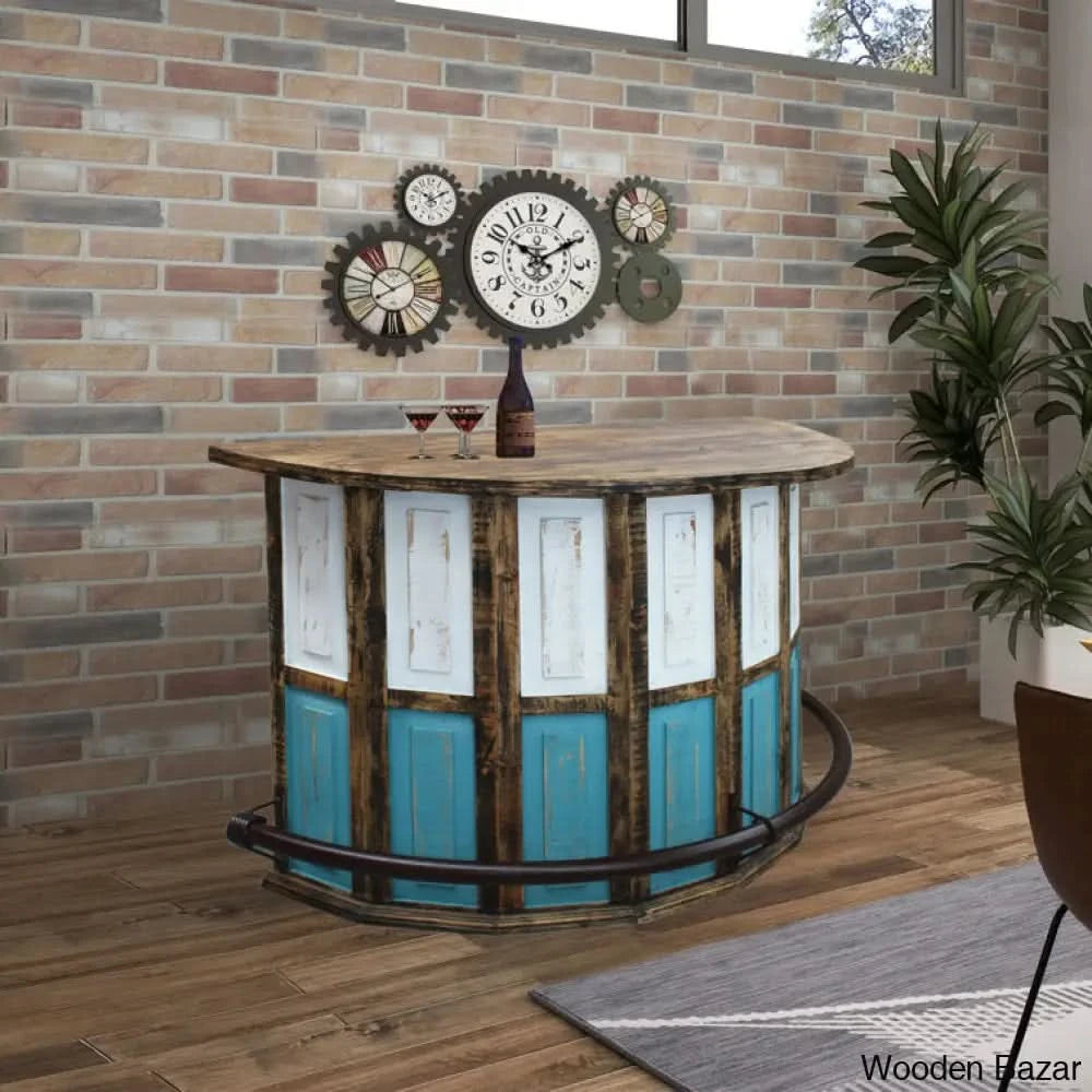 Aigan Freestanding Curved Bar Design | Wooden Bazar