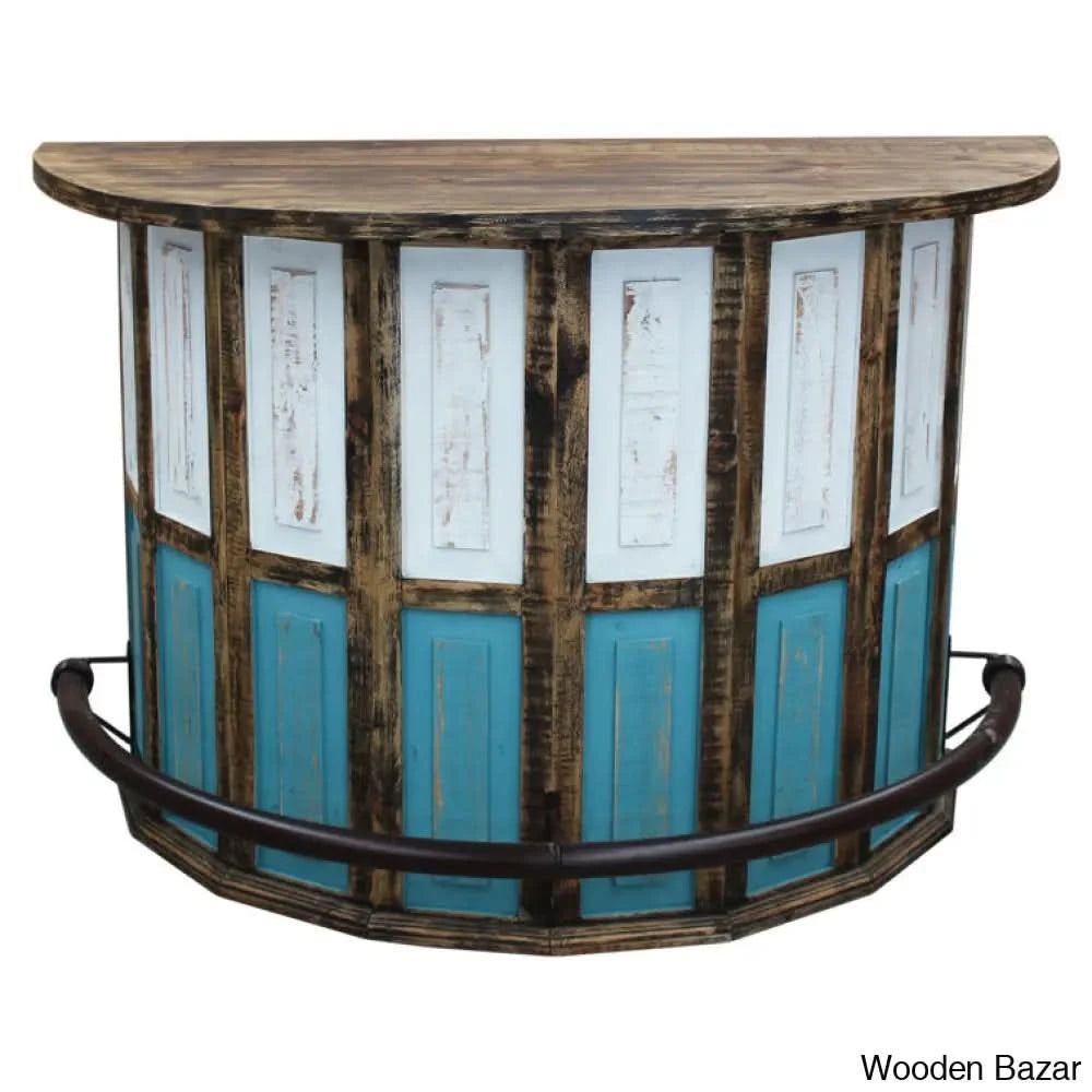 Aigan Freestanding Curved Bar Design | Wooden Bazar