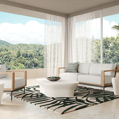 Reazen Curved Coffee Table - Wooden Bazar