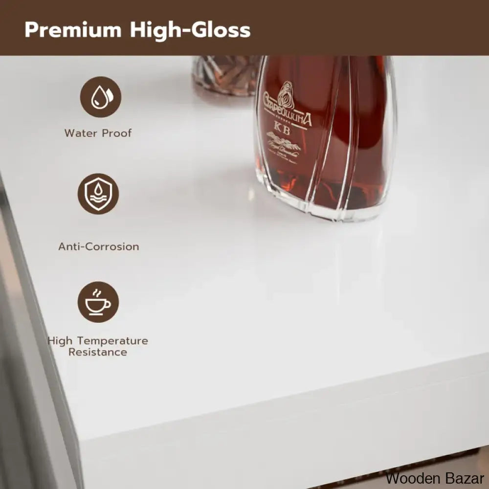 Ajhania High Glossy Coffee And Center Table With Acrylic Design Open Space 2 Storage Drawers