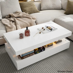 Ajhania High Glossy Coffee And Center Table With Acrylic Design Open Space 2 Storage Drawers