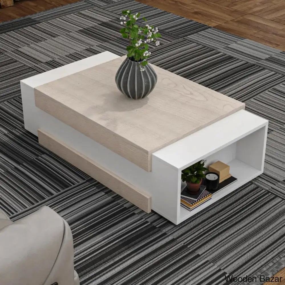 Akshah Floor Shelf Coffee And Center Table With Storage