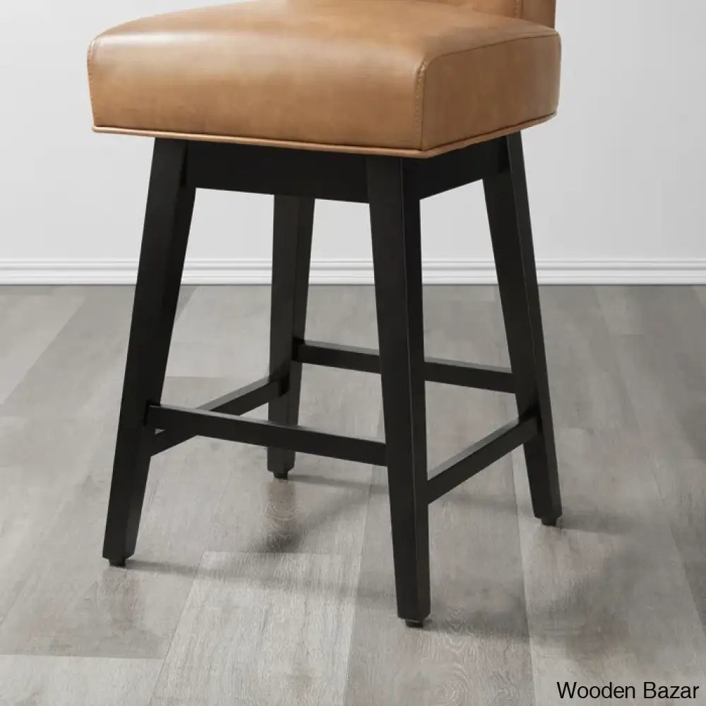 Alanyso Swivel Counter & Bar Stool (Set Of 2) - Wooden Bazar