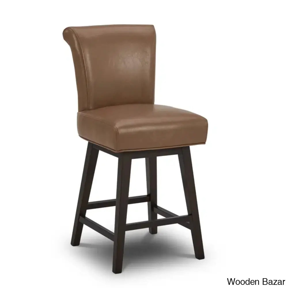 Alanyso Swivel Counter & Bar Stool (Set Of 2) - Wooden Bazar