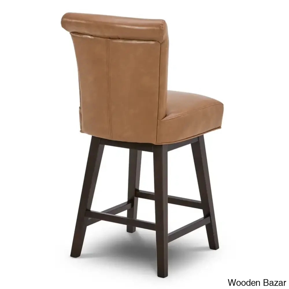 Alanyso Swivel Counter & Bar Stool (Set Of 2) - Wooden Bazar