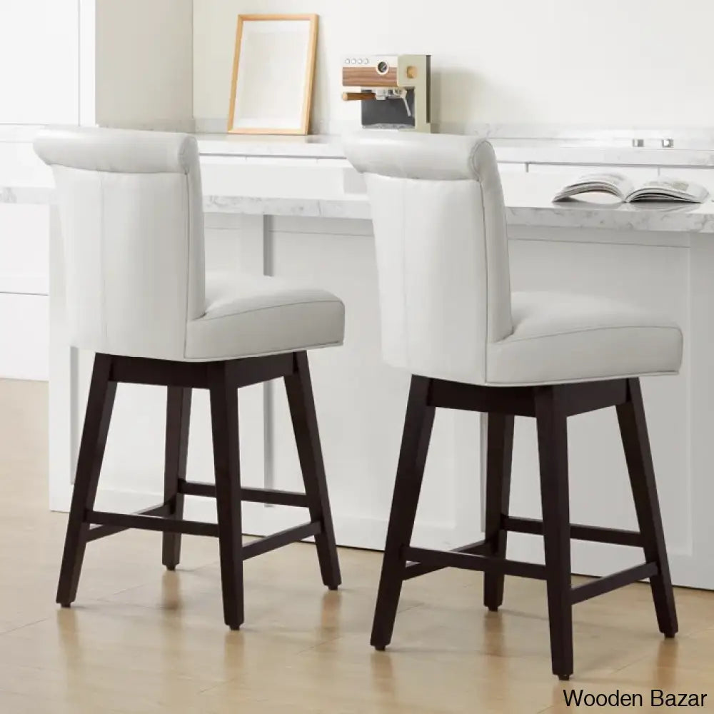 Alanyso Swivel Counter & Bar Stool (Set Of 2) - Wooden Bazar