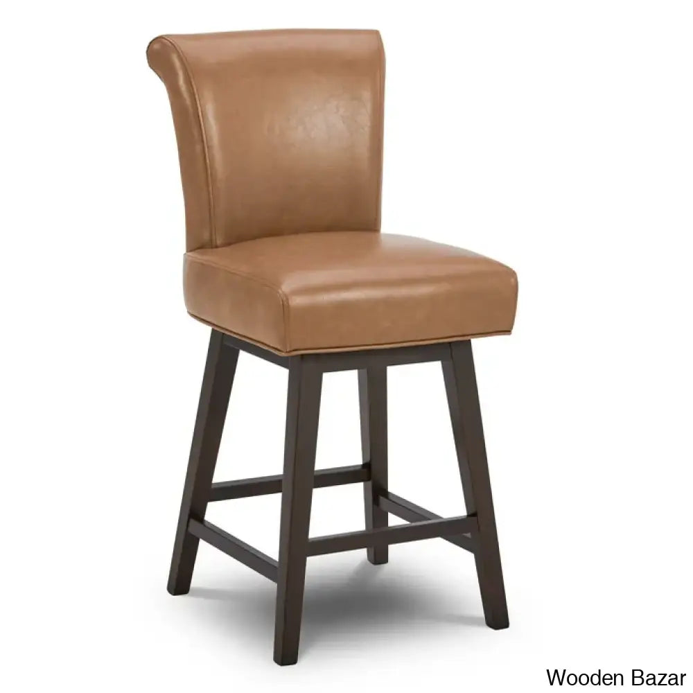 Alanyso Swivel Counter & Bar Stool (Set Of 2) - Wooden Bazar