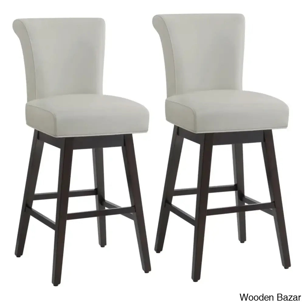 Alanyso Swivel Counter & Bar Stool (Set Of 2) - Wooden Bazar