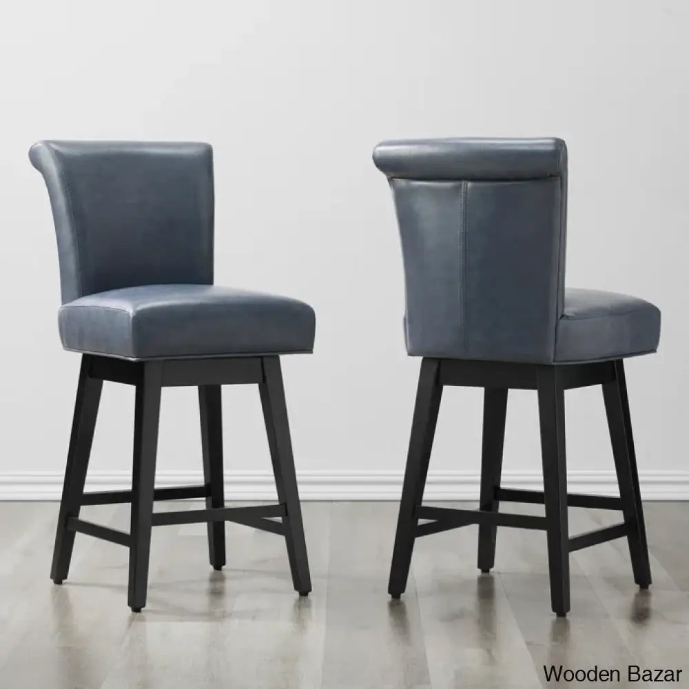 Alanyso Swivel Counter & Bar Stool (Set Of 2) - Wooden Bazar