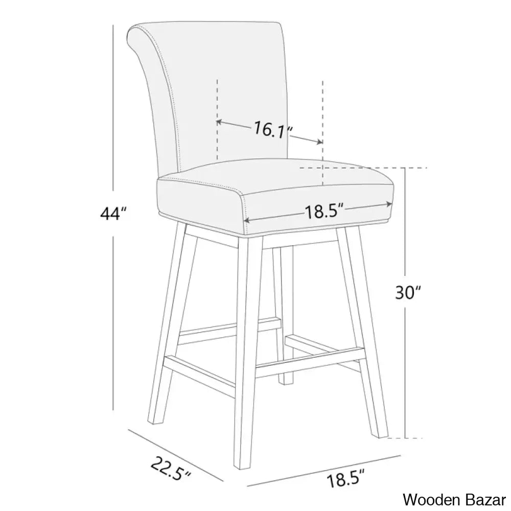 Alanyso Swivel Counter & Bar Stool (Set Of 2) - Wooden Bazar