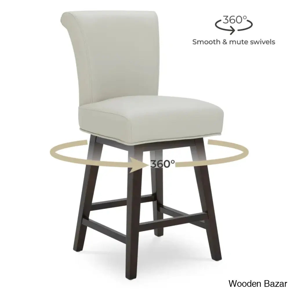 Alanyso Swivel Counter & Bar Stool (Set Of 2) - Wooden Bazar