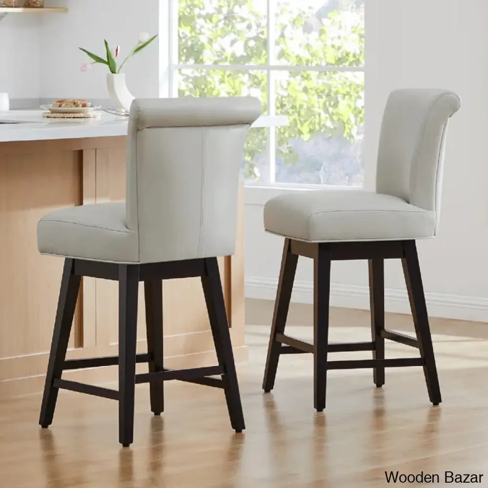 Alanyso Swivel Counter & Bar Stool (Set Of 2) - Wooden Bazar