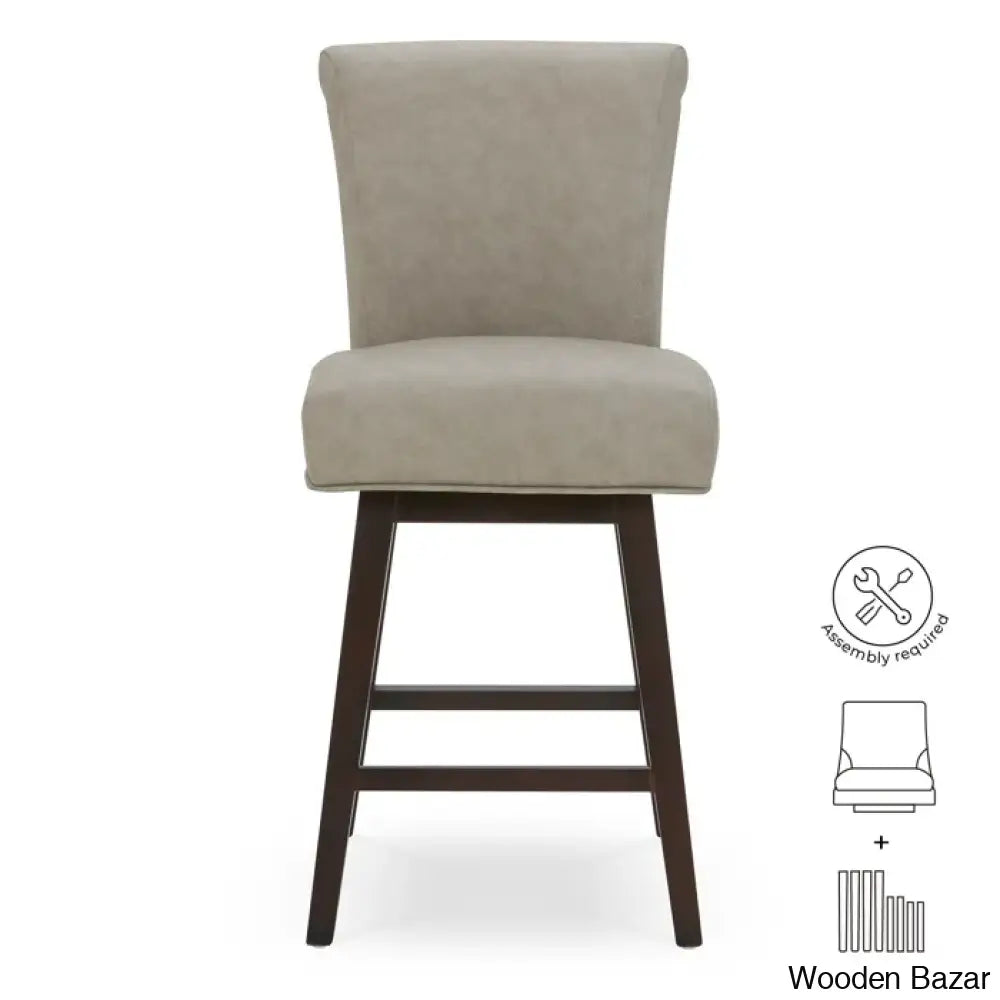 Alanyso Swivel Counter & Bar Stool (Set Of 2) - Wooden Bazar