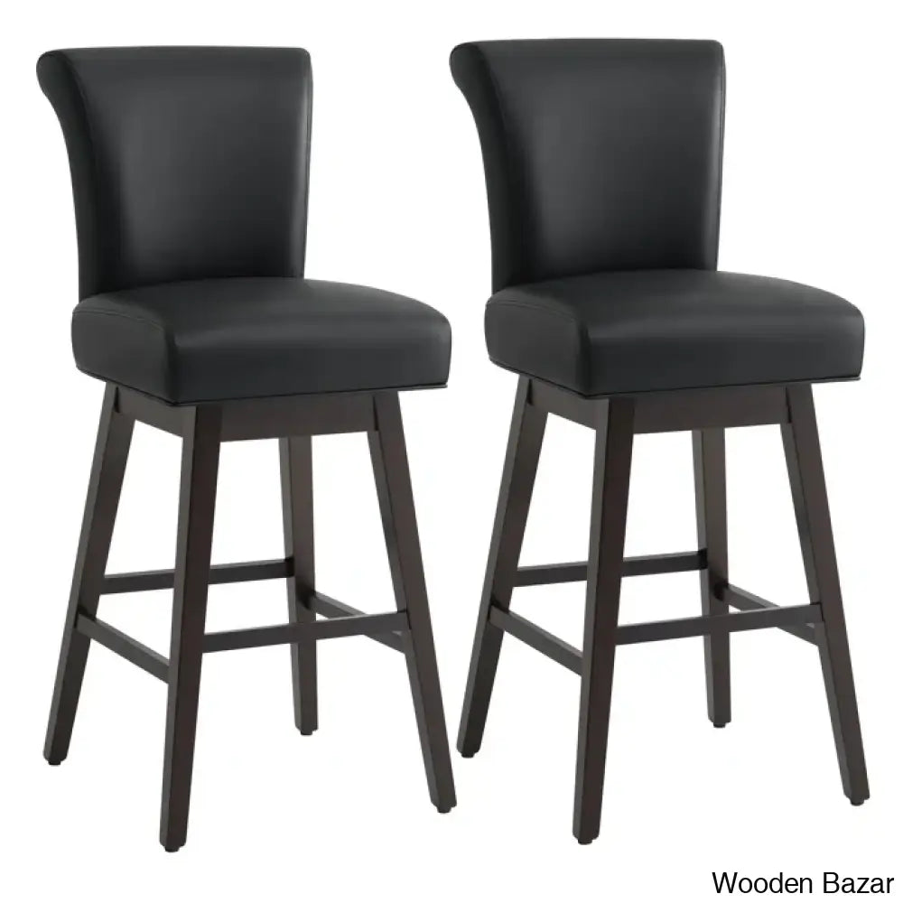 Alanyso Swivel Counter & Bar Stool (Set Of 2) - Wooden Bazar