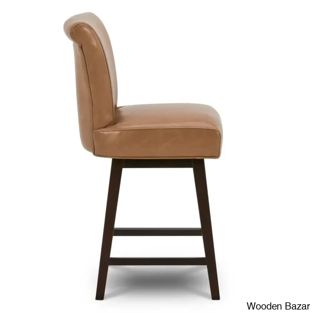 Alanyso Swivel Counter & Bar Stool (Set Of 2) - Wooden Bazar