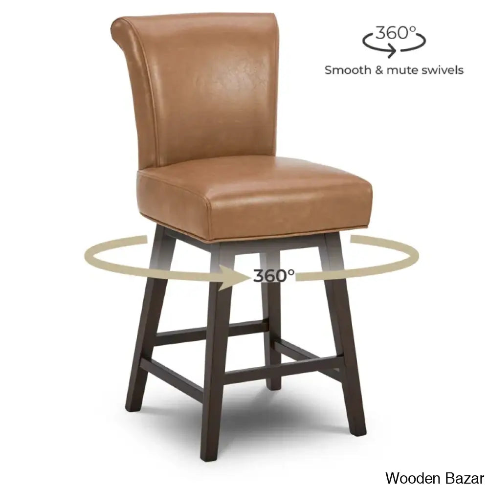 Alanyso Swivel Counter & Bar Stool (Set Of 2) - Wooden Bazar