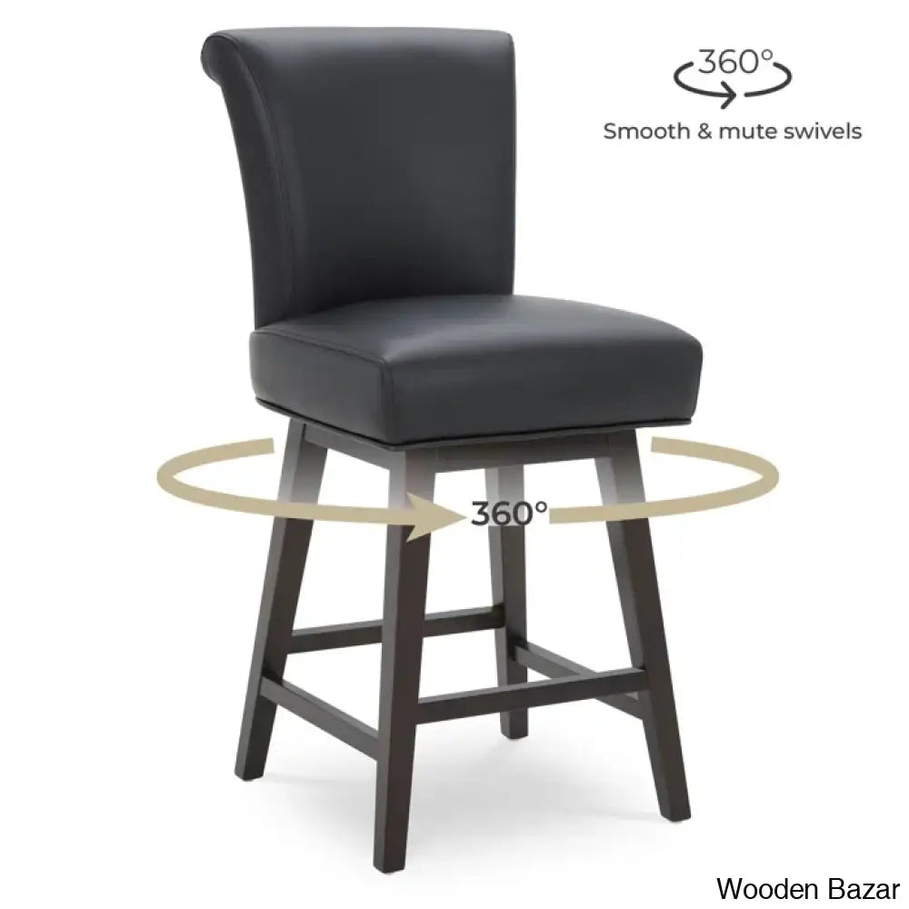 Alanyso Swivel Counter & Bar Stool (Set Of 2) - Wooden Bazar