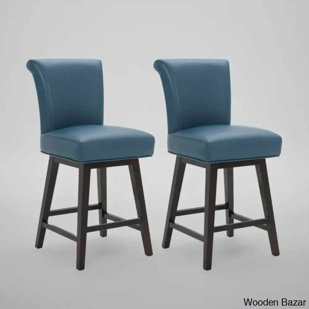 Alanyso Swivel Counter & Bar Stool (Set Of 2) - Wooden Bazar