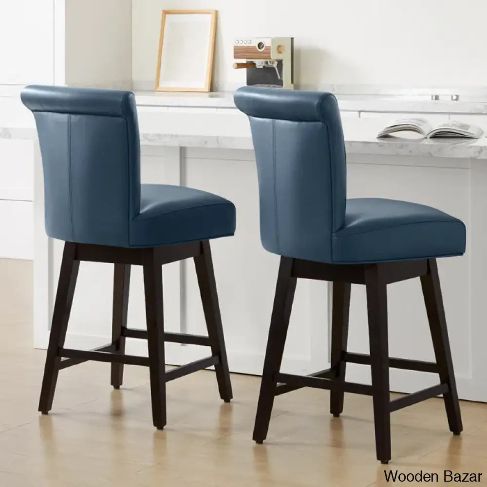 Alanyso Swivel Counter & Bar Stool (Set Of 2) - Wooden Bazar