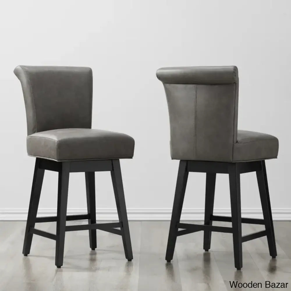 Alanyso Swivel Counter & Bar Stool (Set Of 2) - Wooden Bazar