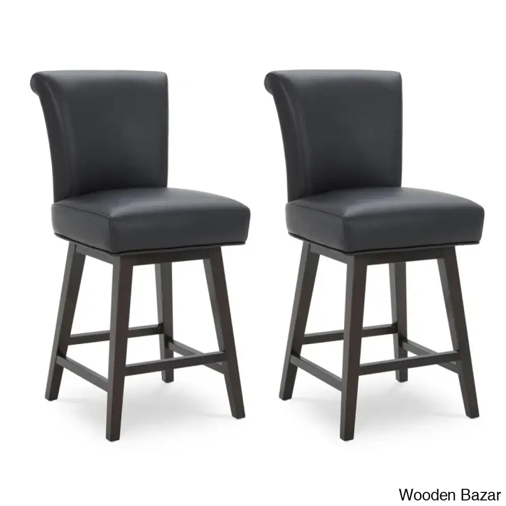 Alanyso Swivel Counter & Bar Stool (Set Of 2) - Wooden Bazar