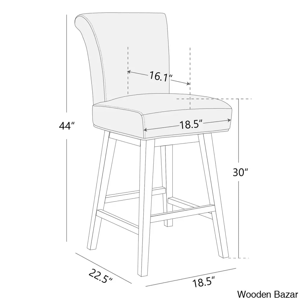 Alanyso Swivel Counter & Bar Stool (Set Of 2) - Wooden Bazar