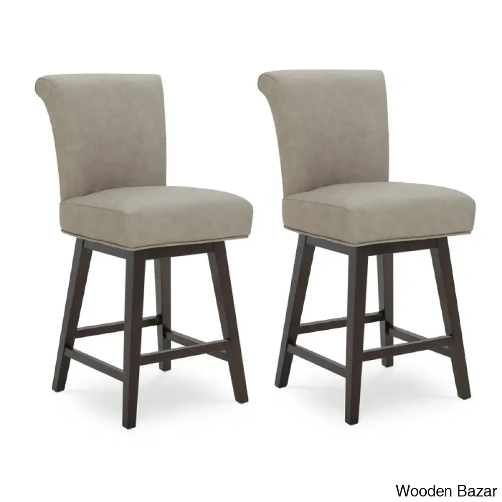 Alanyso Swivel Counter & Bar Stool (Set Of 2) - Wooden Bazar