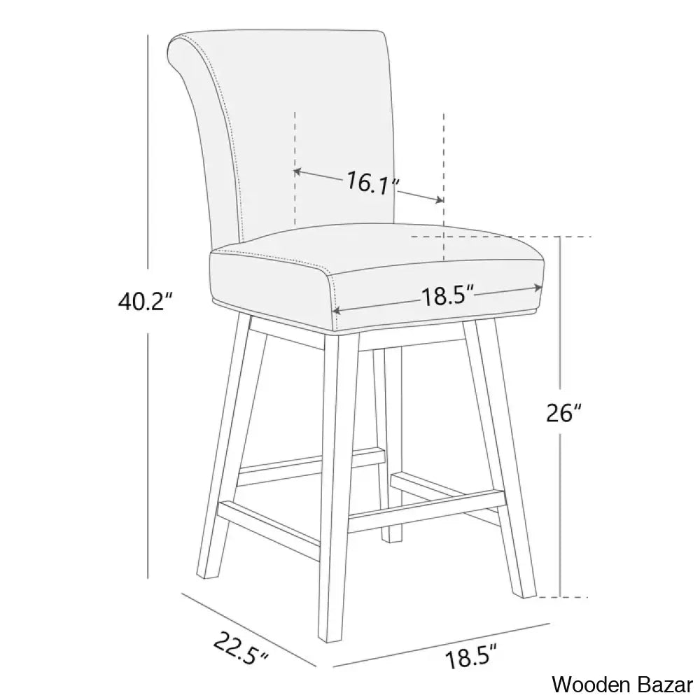 Alanyso Swivel Counter & Bar Stool (Set Of 2) - Wooden Bazar