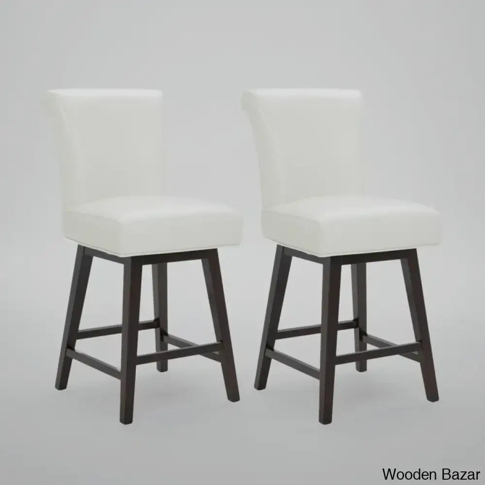 Alanyso Swivel Counter & Bar Stool (Set Of 2) - Wooden Bazar