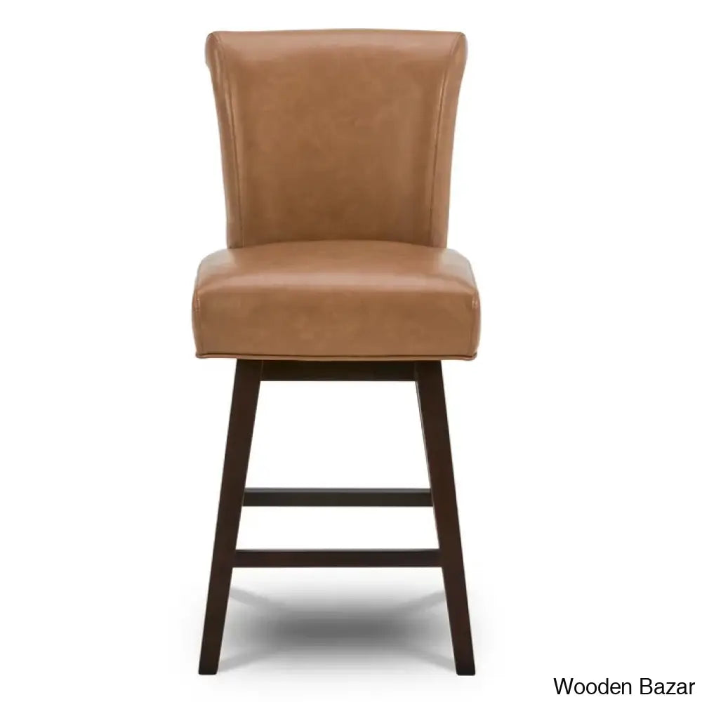 Alanyso Swivel Counter & Bar Stool (Set Of 2) - Wooden Bazar