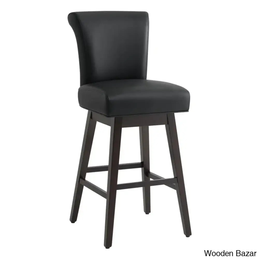 Alanyso Swivel Counter & Bar Stool (Set Of 2) - Wooden Bazar Black / (30’’ Seat Height)