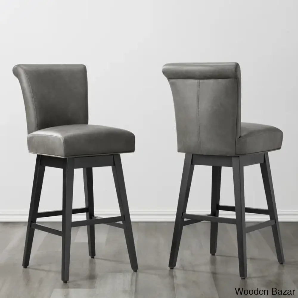 Alanyso Swivel Counter & Bar Stool (Set Of 2) - Wooden Bazar Gray / (30’’ Seat Height)