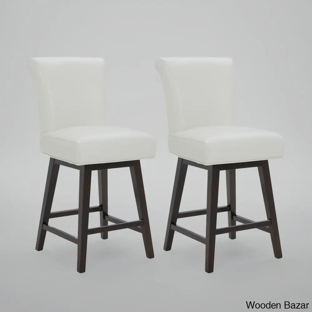 Alanyso Swivel Counter & Bar Stool (Set Of 2) - Wooden Bazar Light Gray / (26’’ Seat Height)