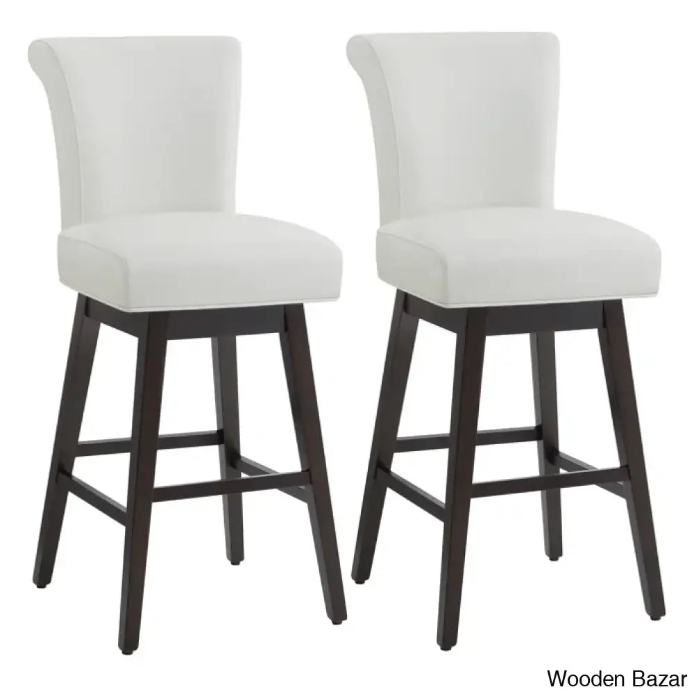 Alanyso Swivel Counter & Bar Stool (Set Of 2) - Wooden Bazar Light Gray / (30’’ Seat Height)