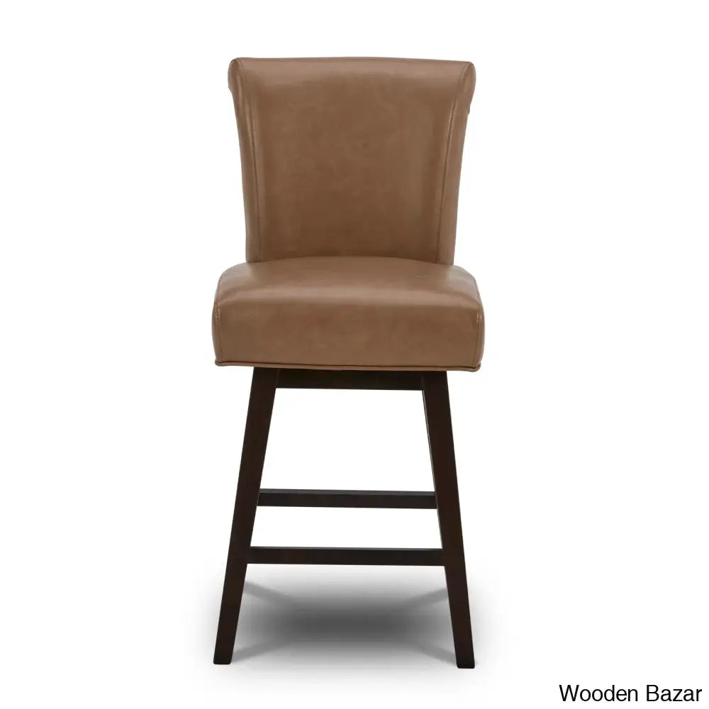 Alanyso Swivel Counter & Bar Stool (Set Of 2) - Wooden Bazar Saddle Brown / (30’’ Seat Height)