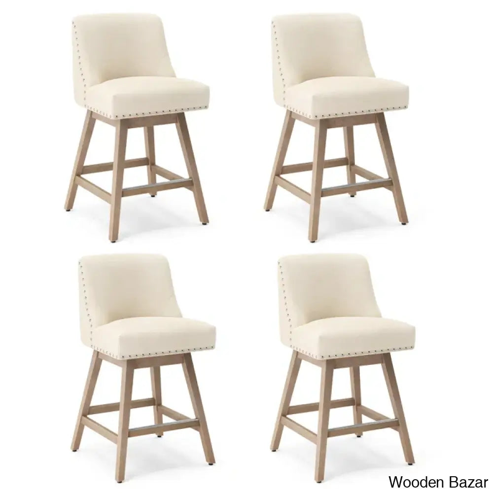 Albaughz Swivel Upholstered 26’’ Counter Stool With Solid Wood Frame (Set Of 4)