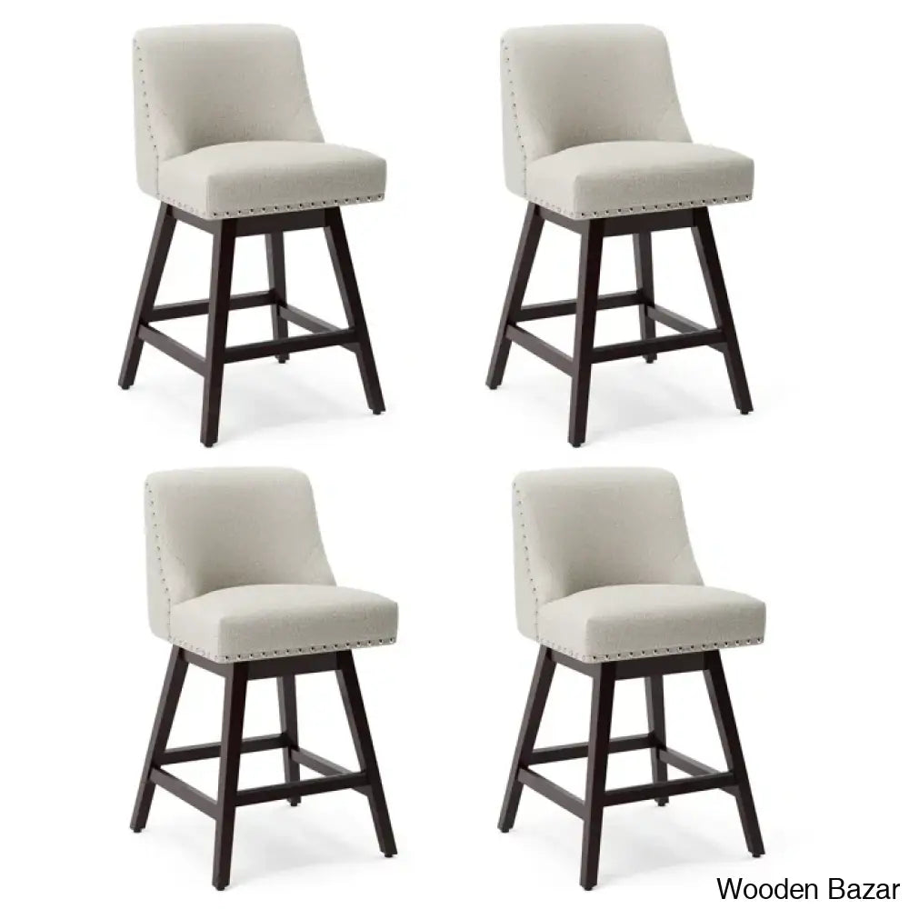 Albaughz Swivel Upholstered 26’’ Counter Stool With Solid Wood Frame (Set Of 4)