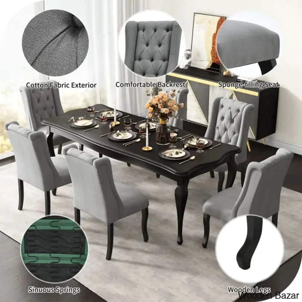 Ubuy Tufted Chairs Dining Set PU And Velvet Dining Chairs Set Of