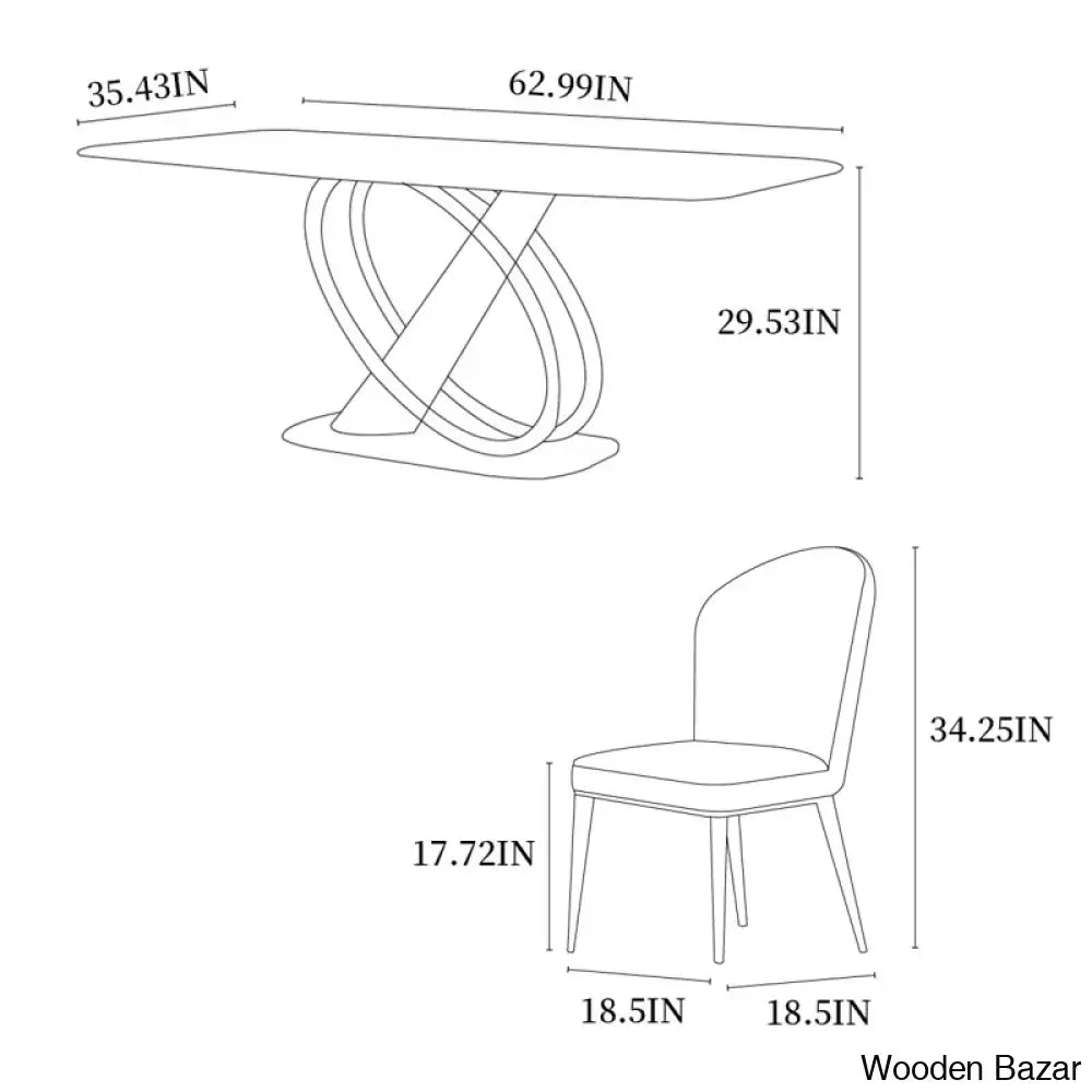 Aldo Luxury Dining Table Set - Wooden Bazar