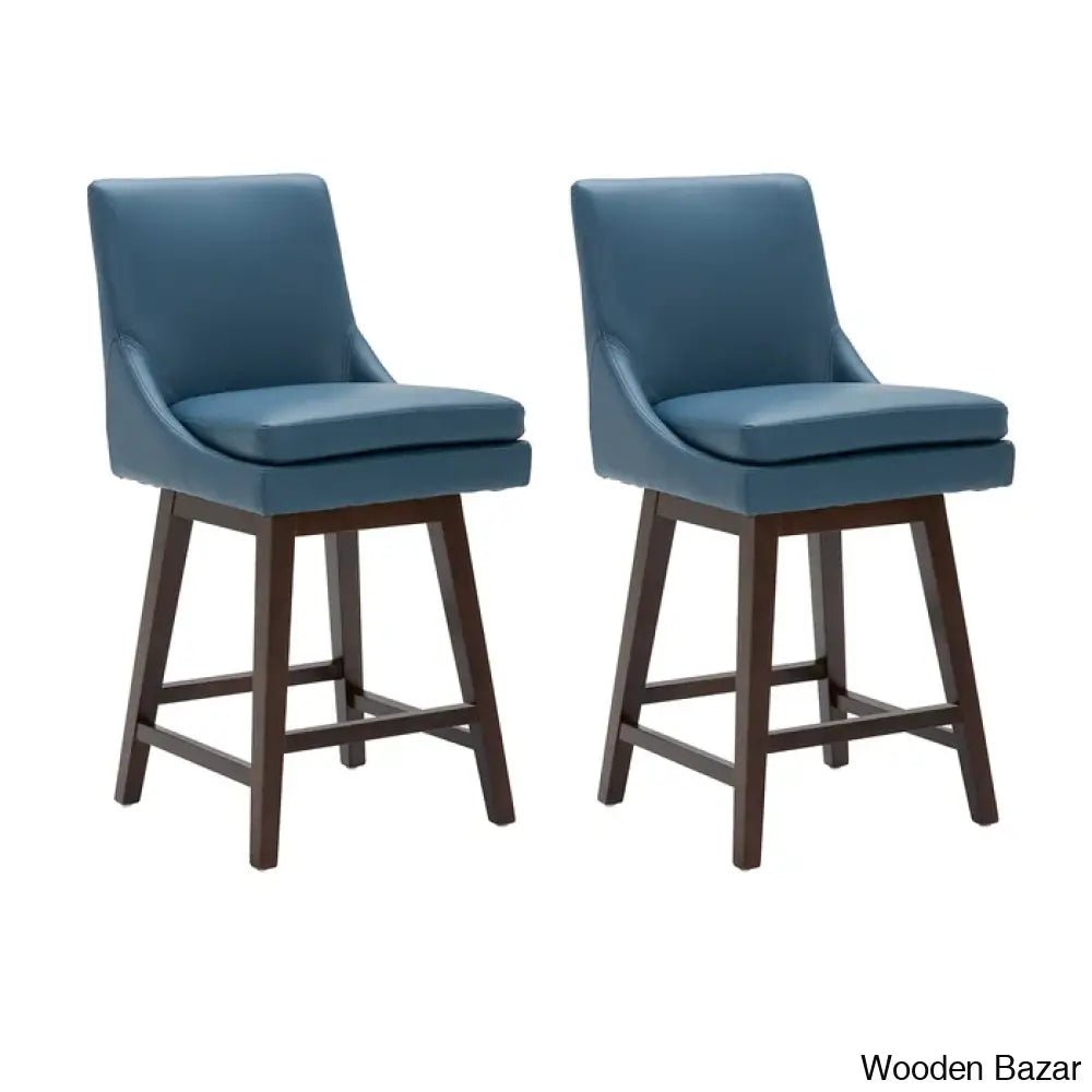 Aleksyc Swivel Solid Wood Counter And Bar Stool (Set Of 2)