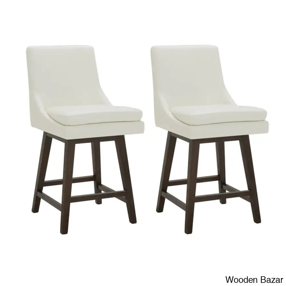 Aleksyc Swivel Solid Wood Counter And Bar Stool (Set Of 2)