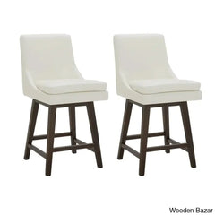 Aleksyc Swivel Solid Wood Counter And Bar Stool (Set Of 2)