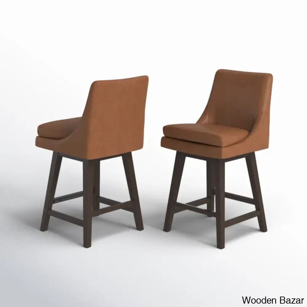 Aleksyc Swivel Solid Wood Counter And Bar Stool (Set Of 2)