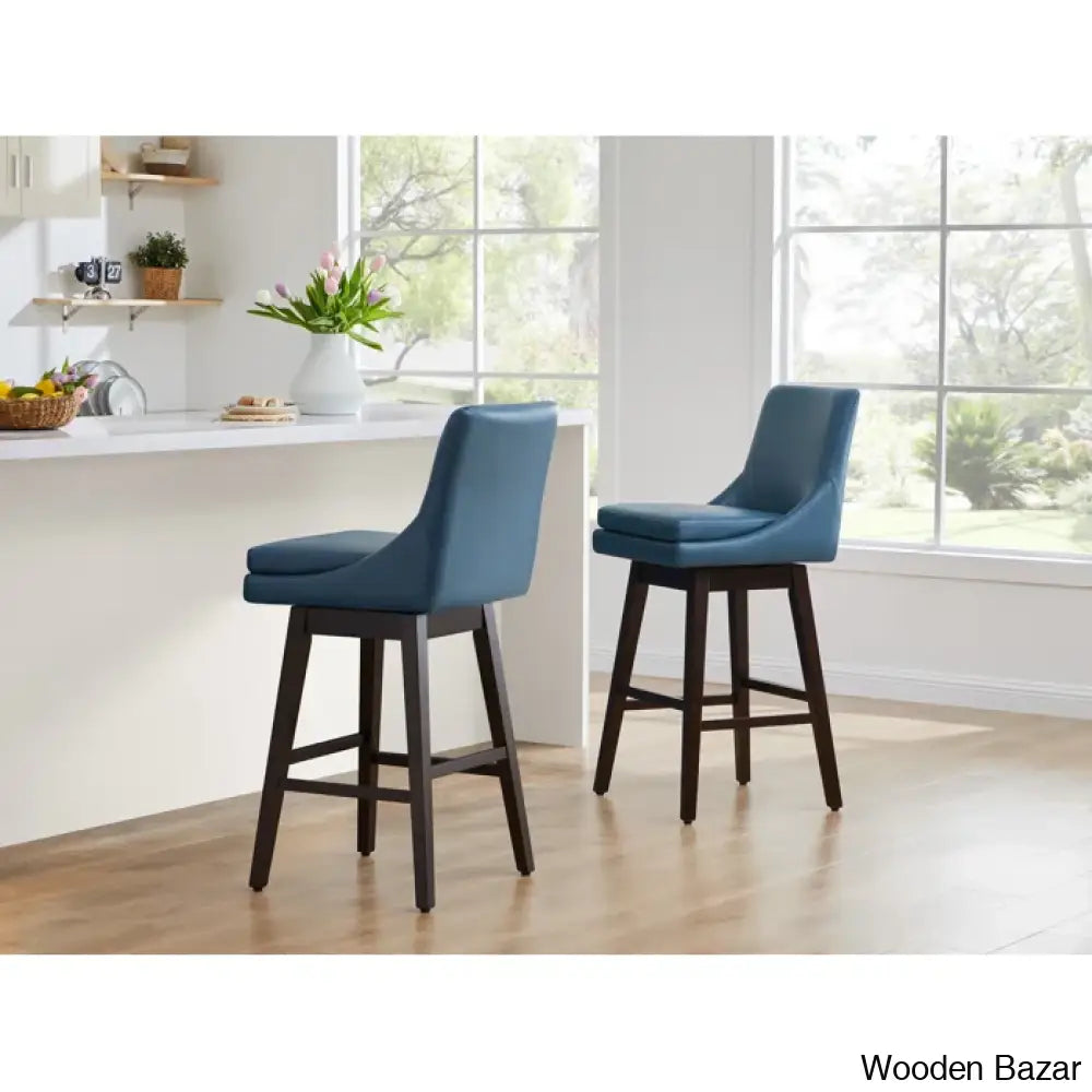 Aleksyc Swivel Solid Wood Counter And Bar Stool (Set Of 2)