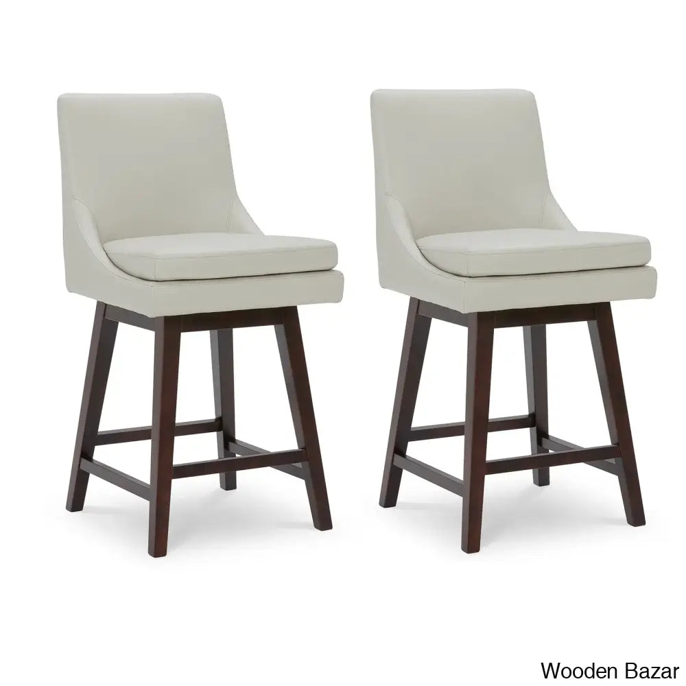 Aleksyc Swivel Solid Wood Counter And Bar Stool (Set Of 2)