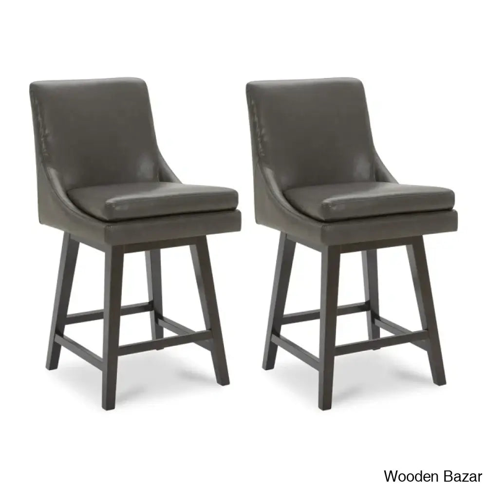 Aleksyc Swivel Solid Wood Counter And Bar Stool (Set Of 2)