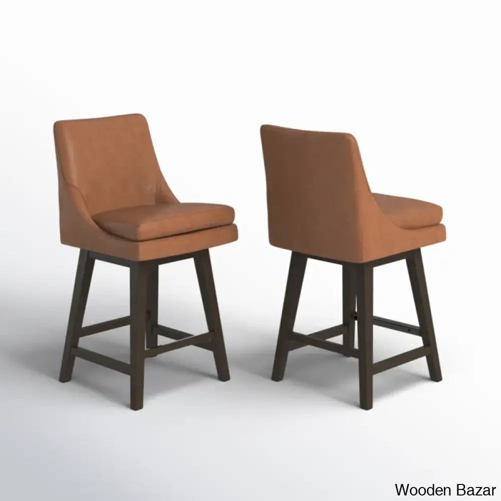 Aleksyc Swivel Solid Wood Counter And Bar Stool (Set Of 2)