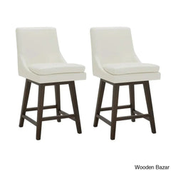 Aleksyc Swivel Solid Wood Counter And Bar Stool (Set Of 2) Pure White / (26.5’’ Seat Height)