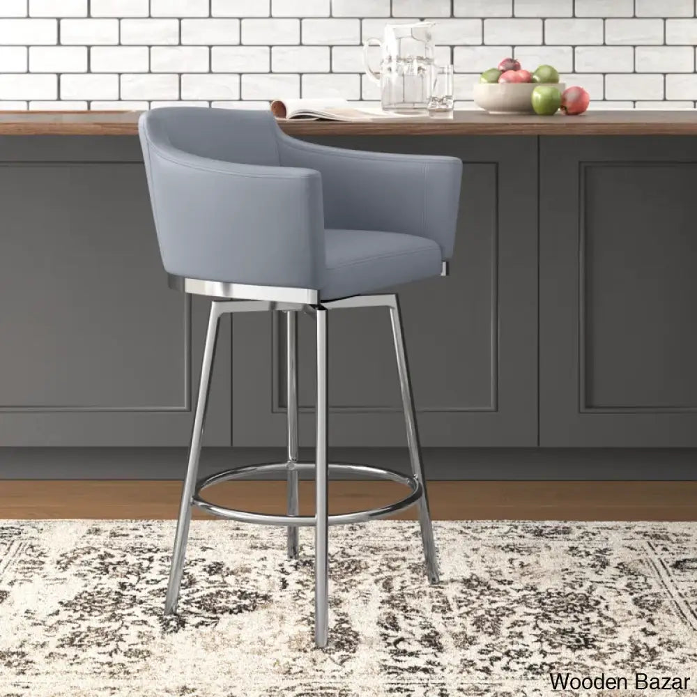 Aleshaneeo Swivel Bar & Counter Stool Gray / (26’’ Seat Height)