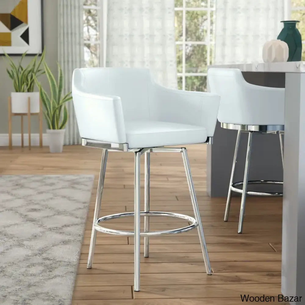 Aleshaneeo Swivel Bar & Counter Stool White / (26’’ Seat Height)